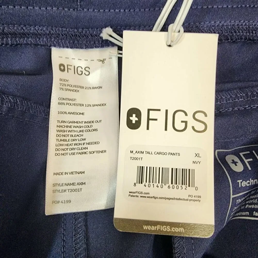 Figs Men's XL Tall  Navy Axim Cargo Scrub Pants Nursing Workwear